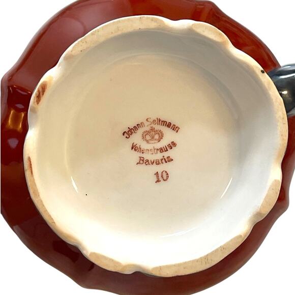 Johann Seltmann Bavaria Red Creamer & Sugar Bowl Set Vohenstrauß Germany - Picture 6 of 8